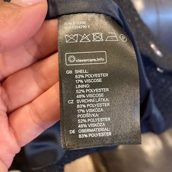 Navy linen blend fitted single breasted blazer - Picture 4 of 7